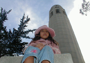 Ren�e in front of the Coit Tower